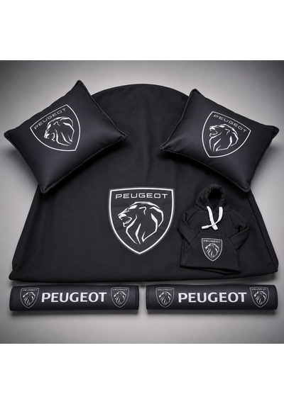 Peugeot Pejo Siyah Dörtlü Servis Kılıfı + İkili Yastık Ve Kemer Kılıfı + Vites Poları