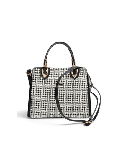 Silver & Polo Silver Polo Siyah - Siyah Kaz Ayağı Ekose Kadın El Çantası Sp1133