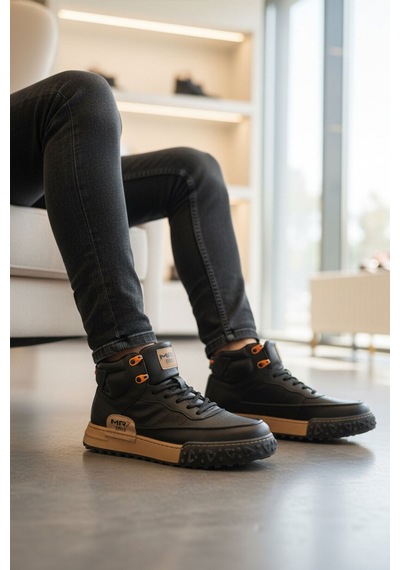 Marcomen Siyah Hakiki Deri Bağcıklı Erkek Sneaker 152-18111 M Siyah