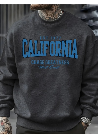 Startmore Tarzsokak California Chasing Greatness Desen Erkekler Kazak Hip Hop Sokak Spor Giyim Moda Polar Kazak Y Antrasit