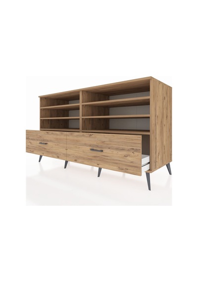 Kronos Konsol 6 Raflı 2 Çekmeceli 176x59x99 Çam-çam Çam-çam