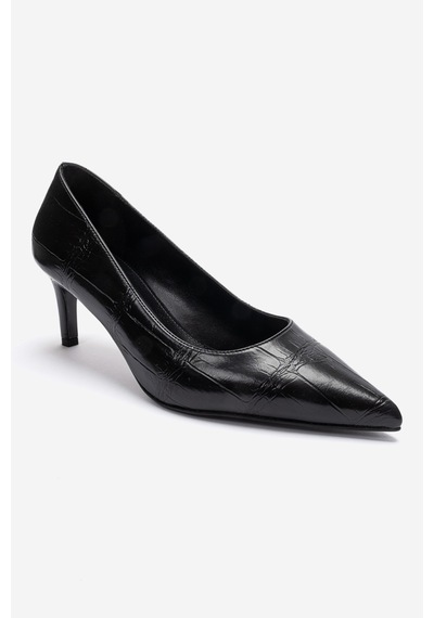 Luvishoes Velmıra Siyah Baskı Kadın Topuklu Ayakkabı
