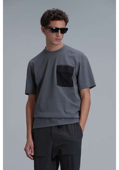 Lufian Lıam Modern Grafik T- Shirt Gri Gri 111020209100150 Gri