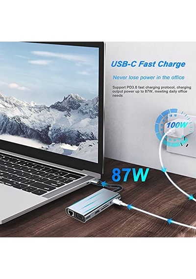 8 In 1 Usb C Yerleştirme Istasyonu 4k 60hz Hdmı Hdr Hdtv Hub Rj45 Ethernet 87w Pd Sd Microsd 2 Usb 3.0 Macbook Uyumlu Air Pro