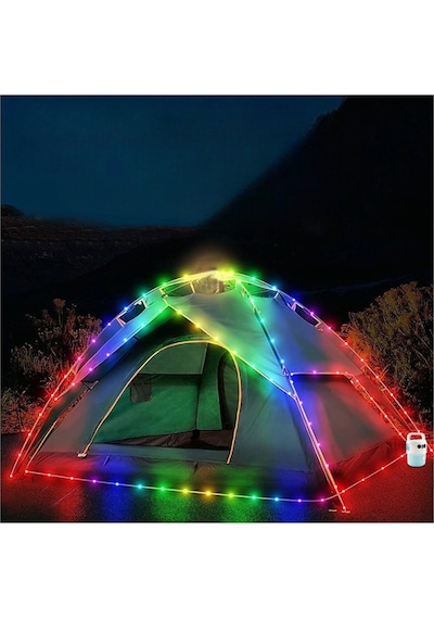 Çok Amaçlı Kamp Lambası Rgb 10 Metre İp Led Aydınlatma Fener Powerbank Kamp Dağ Malzemesi Beyaz