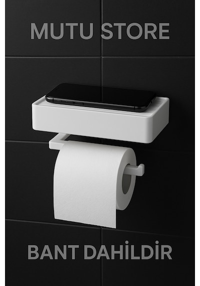 Yapışkanlı Tuvalet Kağıdı Askısı Banyo Tuvalet Kağıtlığı Aparatı Peçetelik Organizer Plastik Beyaz
