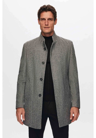 D's Damat Ds Damat Regular Fit Gri Balıksırtı Kaban 1HF08ORT10003 Gri