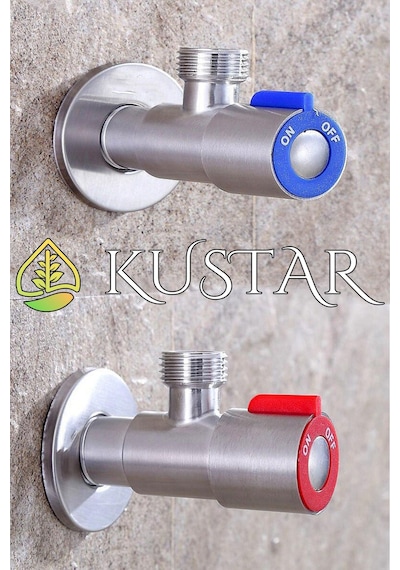 Kustar Aç Kapa Sıcak Soğuk Su Ara Musluğu Seti Inox 2'li Gri