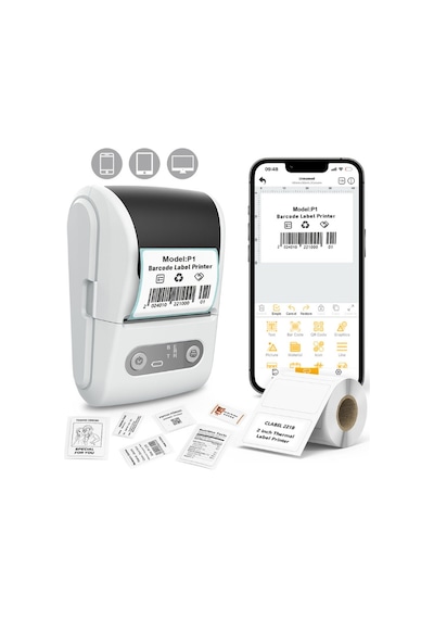 Mpı P1 Termal Yazıcı Etiket Yazıcısı Kablosuz Mini Taşınabilir Bluetooth, Usb Şarjlı, Android, Apple Uyumlu iOS