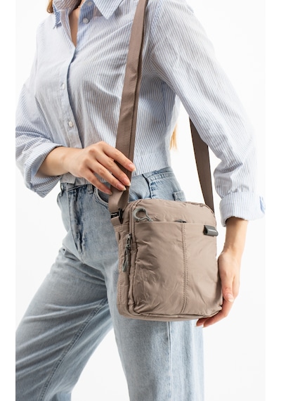 Sanmorris Unisex 4 Bölmeli Suya Dayanıklı Paraşüt Kumaş Omuz Çantası Sı-6033 Vizon