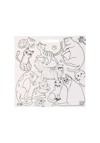 Akademi Çocuk Funny Mat White 40x40cm - Kediler Genel