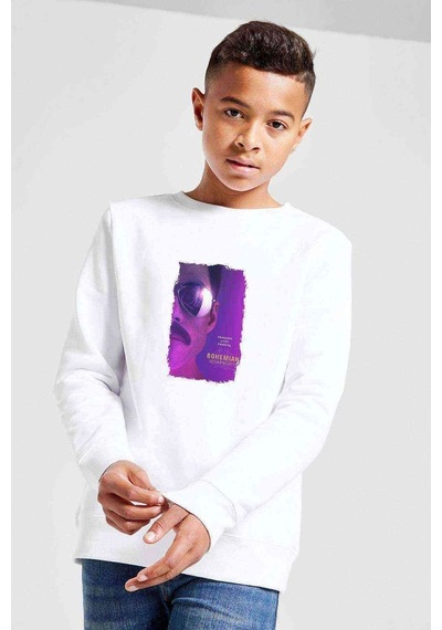 Tshirthane Queen Bohemıan Rhapsody Post Baskılı Unisex Çocuk Beyaz Sweatshi Beyaz