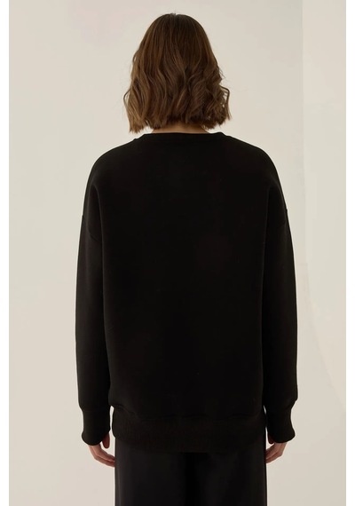 Hiccup Comfort Fit Sloganlı Sweatshirt Siyah