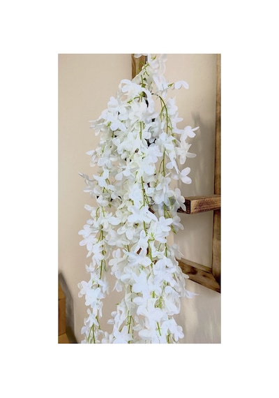 Yapay Sarkaç Beyaz Akasya Sarkıt Çiçek 4 Dallı 80 Cm Sarı Tek Dal