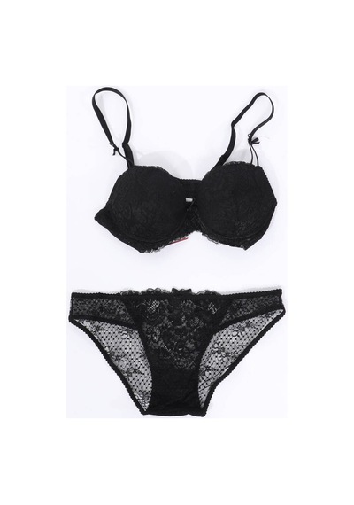 Pierre Cardin Kadın Balenli Destekli Push Up Sütyen Takımı Siyah