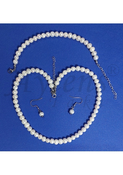 Doğal İnci Set, Kolye Bileklik Küpe İnci Takım