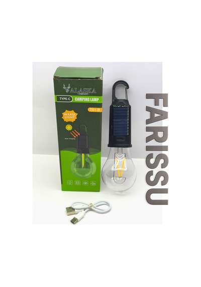 Alaska T01-b Type-c Ve Solar Şarjlı Sıcak Işık Warm Light Kamp Lambası Siyah