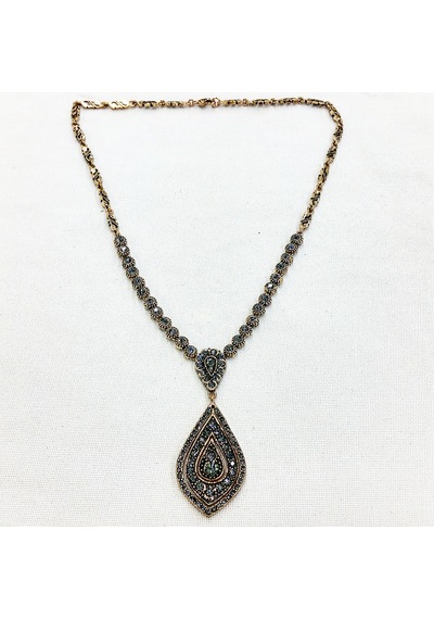 Hürrem Badem Elmas Montür Kolye Bronz