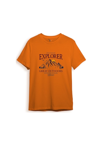 Mountain Explorer Dağcı Gezgin-araştırmacı Regular Fit %100 Pamuk Bisiklet Yaka Turuncu T-shirt Turuncu