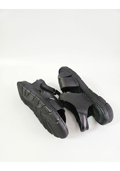 Ern Shoes İçi Dışı Hakiki Deri Ortopedik Erkek Terlik Sandalet Bej