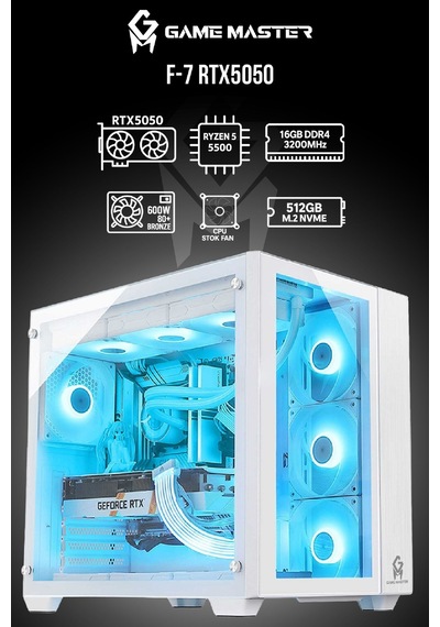Game Master F7 R5-5500 16 GB 512 GB NVME SSD 8 GB RTX5050 Dos Masaüstü Oyuncu Bilgisayarı