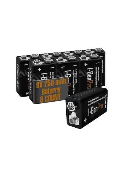 I-gen Pro 6hr61 9v 250 Mah Şarj Edilebilir 9 Volt Pil 1.2v Ni-mh Şarjlı Pil 8'li Paket