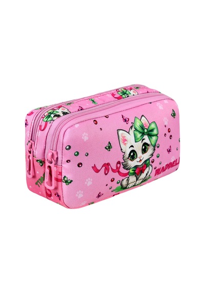 Waddell Pembe Kedi Desenli 2 Cepli Kalem Kutusu,kalemlik