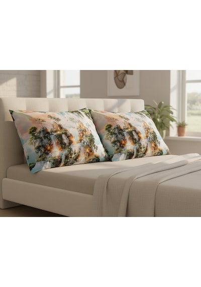 Artunhome Poplin Dijital Baskılı Yastık Kılıfı Seti 2 Adet 50x70 Cm %100 Pamuk Art20120043 Çok Renkli