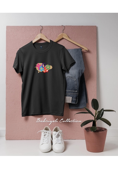 Oversize Ortak Dinler Tüm Dinler Kardeş Tasarımlı Unisex T-shirt Siyah