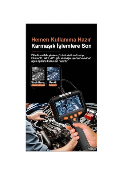Profesyonel Endoskop Kamera Monitörlü El Tipi / 5 Metre Genel