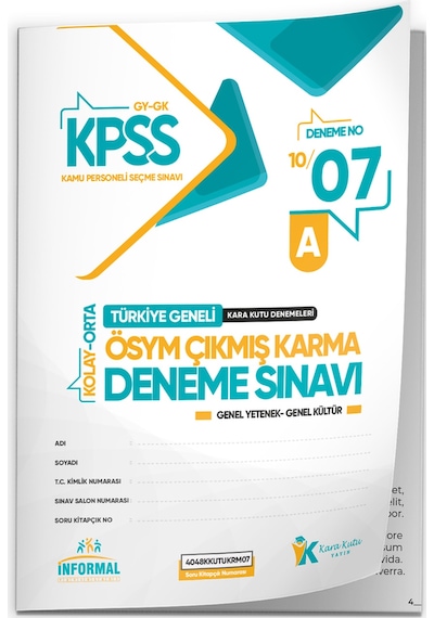 2026 KPSS ÖSYM Arşivi Çıkmış Soru Karma Genel Yetenek Genel Kültür D. Çözümlü Deneme 10/7.Kitapçık