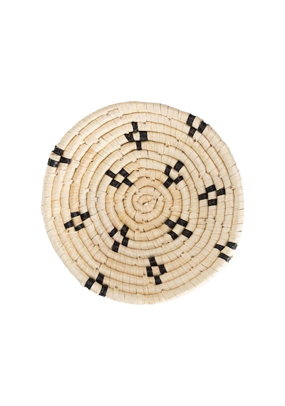 Koza Home Meander Dekoratif Siyah Desenli Bambu Duvar Tabağı 30cm 8993