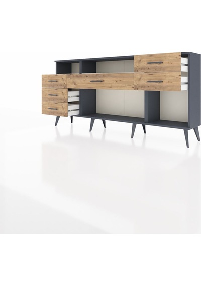 Arges Konsol 2 Raflı 6 Çekmeceli 176x30x83 Antrasit-aytaşı/çam Aytaşı/çam Arges Konsol 2 Raflı 6 Çekmeceli 176x30x83 Antrasit-aytaşı/çam Aytaşı/çam