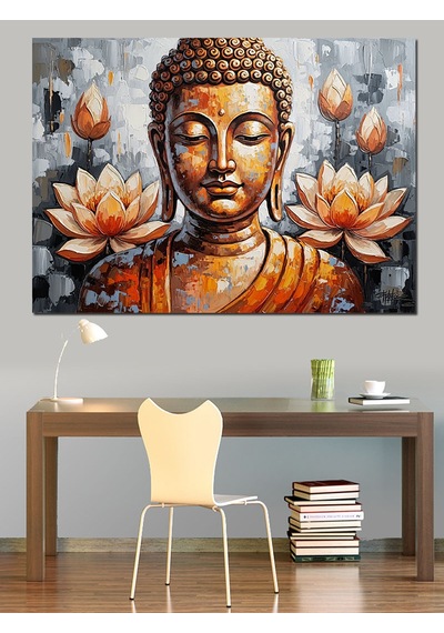 Ahşap Tablo Meditasyon Yapan Buda Ve Lotus Çocuk Odası Tabloları