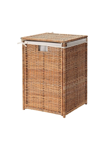 Ikea Branas Kapaklı Rattan Çamaşır Sepeti 41 X 41 X 60 Cm Koyu Gri