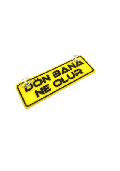 Trobus Vantuzlu Dekor Plaka Cam Süsü Dön Bana Ne Olur Yazılı 22x7,5 Cm Sarı