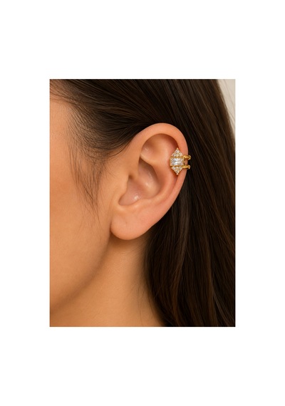 Baget Taş Detaylı Kulak Piercing Çelik Gold Genel Markalar Unisex Çok Renkli