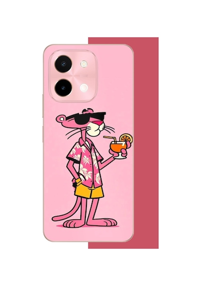 Vivo 28 Uyumlu Pembe Panter 1 Baskılı Silikon Kılıf Renkli