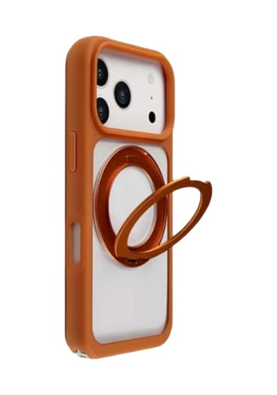 Piili Apple iPhone Uyumlu 17 Pro Max Rotation Magsafe Silikon Kılıf Turuncu