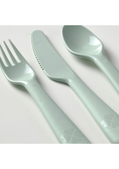 Ikea Kalas Çocuk Çatal Kaşık Bıçak Seti, Pastel Tonlar, 18 Parça Çok Renkli