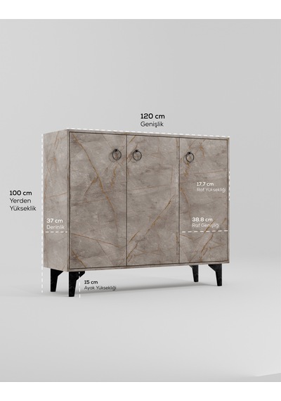 Dekorfim DF08102GD MDF Ayakkabılık Antre Hol Çok Amaçlı Dolap Ayakkabı Dolabı