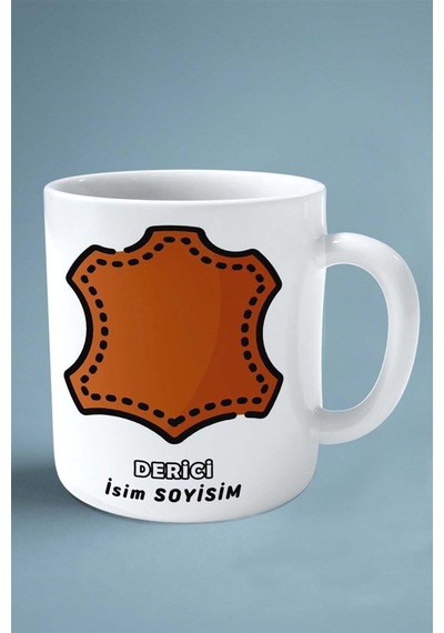 Deri Meslek Baskılı Kupa Bardak Çift Taraflı Baskı Kişiye Özel Model 1 Çok Renkli