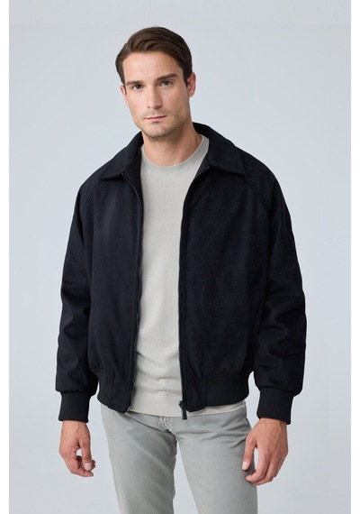 Danger Erkek Oversize Bomber Süet Ceket Siyah 4343dngr