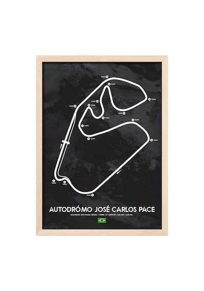 São Paulo F1 Pisti Ahşap Çerçeveli Tablo Brezilya Gp Dekor Poster Ahşap 01
