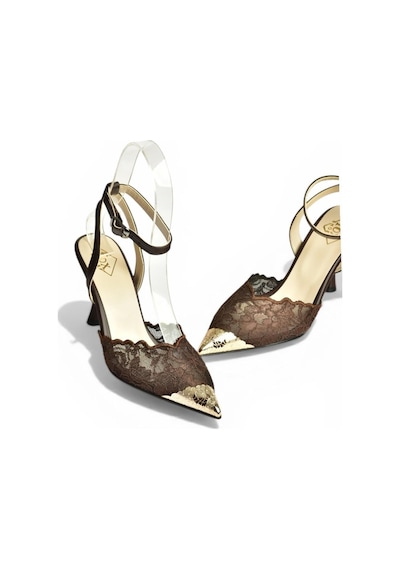 Fox Shoes Y752082806 Kahverengi Dantel İnce Topuklu Kadın Ayakkabı