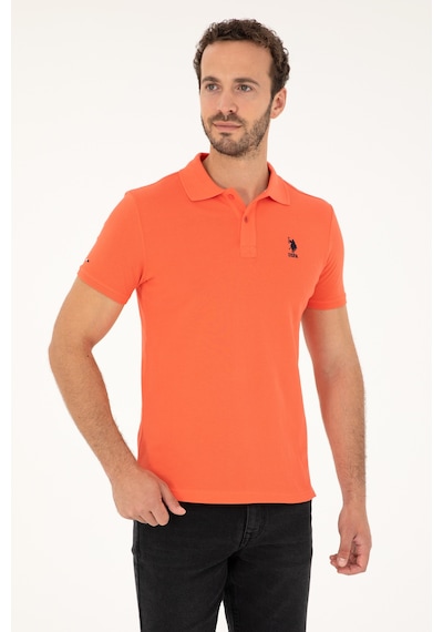 U.S. Polo Assn. Erkek Slim Fit Polo Yaka Nar Çiçeği Basic Tişört 50279613-VR039