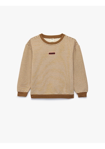 Koton Etiket Detaylı Şardonlu Bisiklet Yaka Uzun Kollu Oversize Çizgili Sweatshirt Kahverengi Çizgili 7wmb10126tk Koton Etiket Detaylı Şardonlu Bisiklet Yaka Uzun Kollu Oversize Çizgili Sweatshirt Kahverengi Çizgili 7wmb10126tk