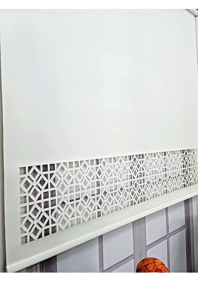 Stor Perde Desenli Lazer Kesim Kalın Kumaşlı Ml104 Ekru