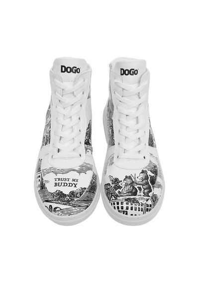 Kadın Vegan Deri Beyaz High Sneakers - Trust Me Buddy Tasarım Çok Renkli
