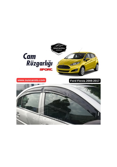 Ford Fiesta 2008-2017 Uyumlu Mugen Cam Rüzgarlığı Seti Piano Black 4'lü İthal (00) (ŞüsCarOto Aksesuar)